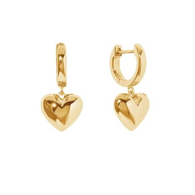 18K ouro Revestido Teardrop Hollow Stud Heart Dangle brincos para ocasião presente