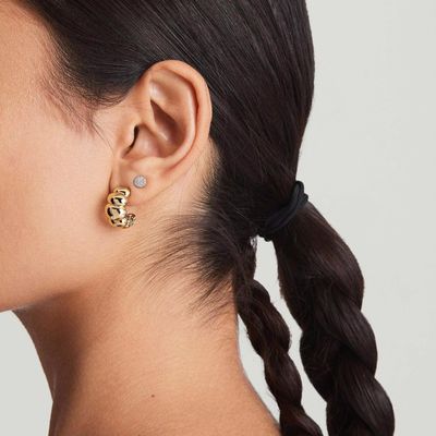 18K de Ouro Rhodium Revestido Crescent Stud brincos   Elegante Dom Hoop brincos para mulheres, perfeito para todos os dias & festa