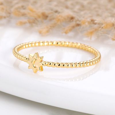 925 Sterling Silver Moon Sun Ring 18K Gold Plated Jewelry Unisex