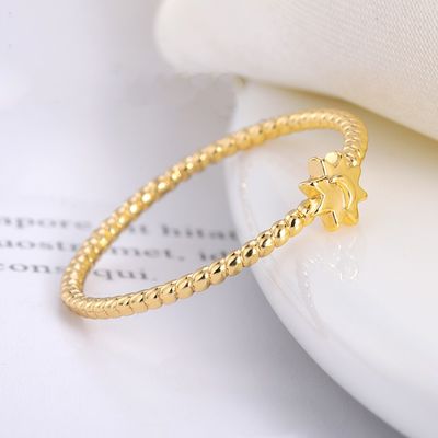 925 Sterling Silver Moon Sun Ring 18K Gold Plated Jewelry Unisex
