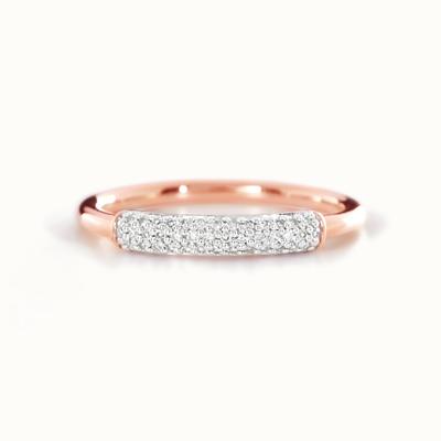 Anel empilhável de prata esterlina 925 com banho de ouro 18K e zircônia cúbica para mulheres