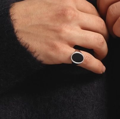 Anel de selo masculino de prata esterlina 925