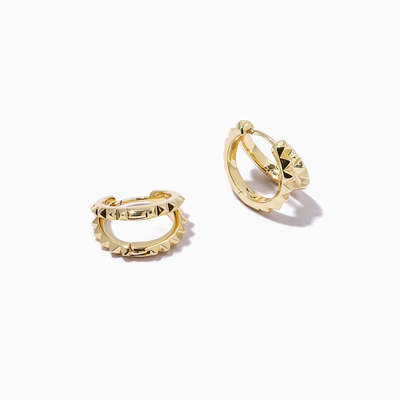 Pirâmide de ouro 18K 925 prata esterlina Double Huggies brincos Chunky Joias à prova d'água