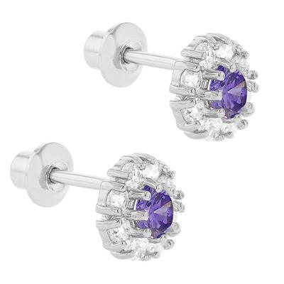 925 Flores de prata brincos com CZ para crianças 30PRS MOQ