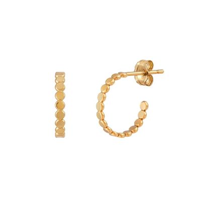 Brincos de 18K de ouro revestido com disco plano 925 de prata esterlina para meninas