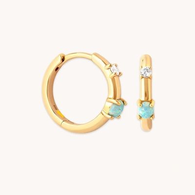 Mystic 18K ouro revestido Opal Loops 925 Sterling Silver mais recentes Huggies brincos de moda