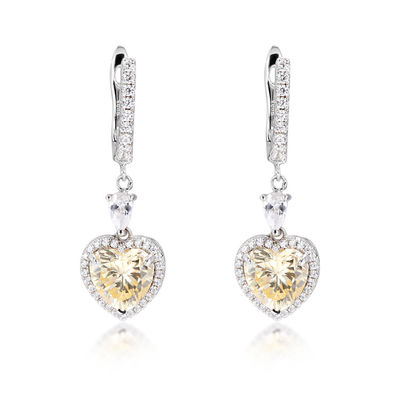 OEM Love Heart Diamond Earrings 925 Sterling Silver Love Heart Earrings