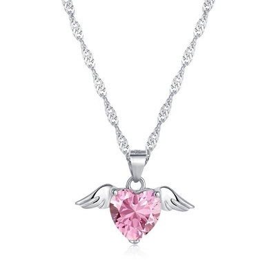 S925 Prata Sterling Love Wings Necklace Mulheres Coração Circão Colarbone Chain Jewelry