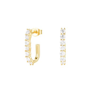 Trendy 925 Sterling Silver 14k Gold Trendy Bend Stud Earrings para Mulheres Meninas Joias