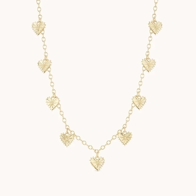 Moderno 14K Revestido de Ouro Moda Multi-Coração em forma de Encanto Collar de Brass Feminino