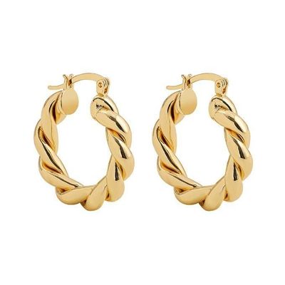 18K Gold Plated Rhodium Polished Cross-Style Twist Hoop Earrings for Women High Polish Fashion Jewelry