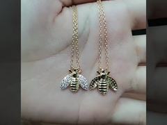 Moda 18K Prateado de ouro Pendente de abelha Colar de mão feita por 925 Sterling Joias de prata