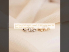 UPS DHL EMS Fedex TNT 925 Sterling Silver 18K Gold Opal Huggies Brincos